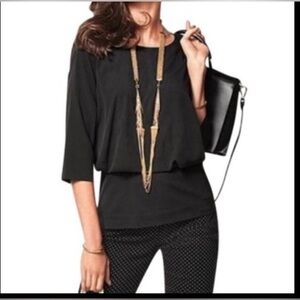 Cabi Poet Double Layer Black 3/4 Sleeve Slimming Top Blouse Size Medium